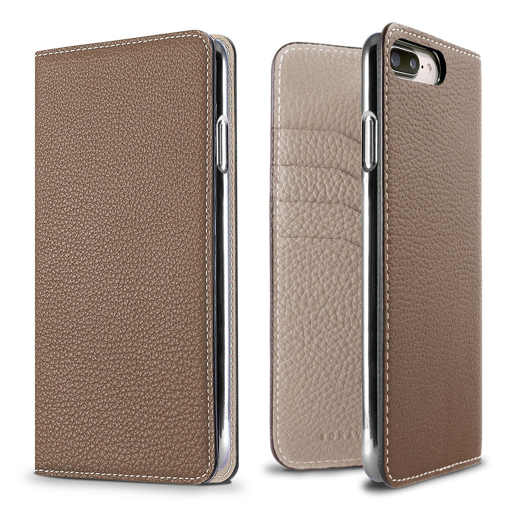 iPhone 8 Plus / 7 Plus / 6s Plus / 6 Plus Diary Case Shrink Leather (Etoupe × Greige)