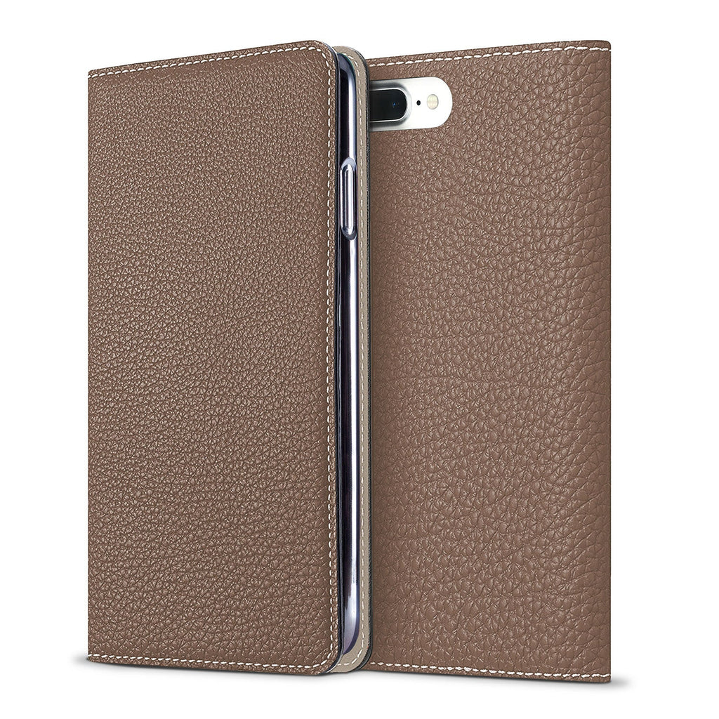 iPhone 8 Plus / 7 Plus / 6s Plus / 6 Plus Diary Case Shrink Leather (Etoupe × Greige)