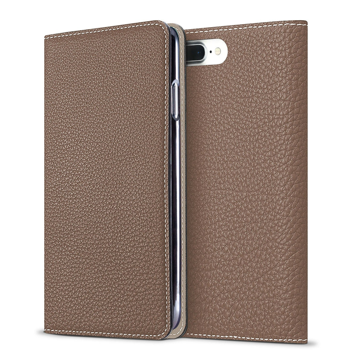 iPhone 8 Plus / 7 Plus / 6s Plus / 6 Plus Diary Case Shrink Leather (Etoupe × Greige)
