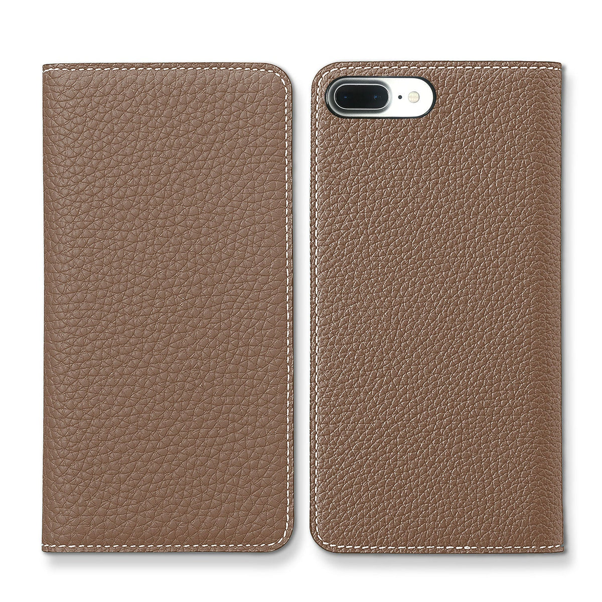 iPhone 8 Plus / 7 Plus / 6s Plus / 6 Plus Diary Case Shrink Leather (Etoupe × Greige)