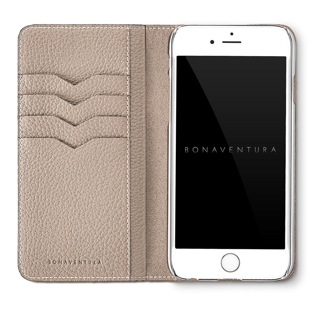 iPhone 8 Plus / 7 Plus / 6s Plus / 6 Plus Diary Case Shrink Leather (Etoupe × Greige)