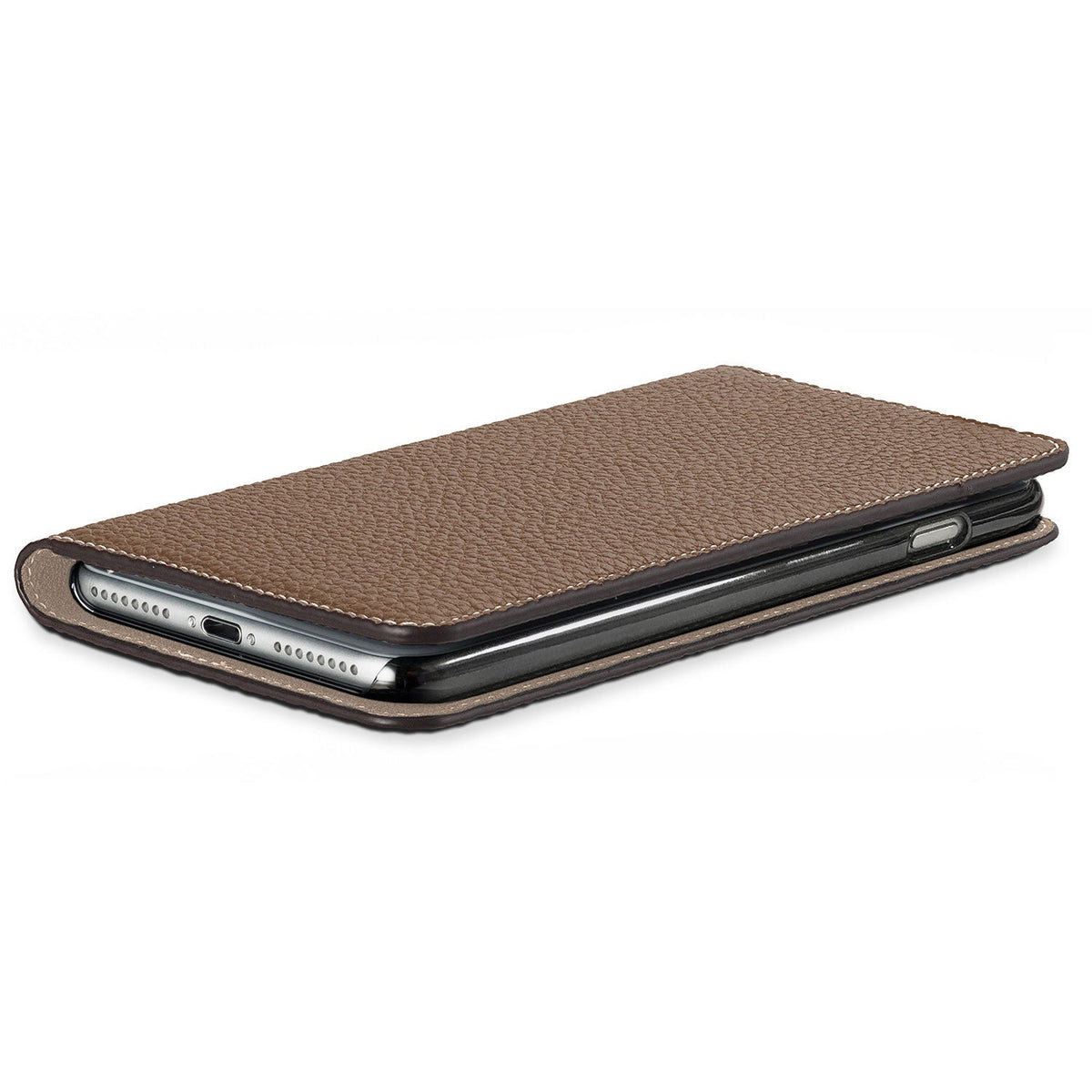 iPhone 8 Plus / 7 Plus / 6s Plus / 6 Plus Diary Case Shrink Leather (Etoupe × Greige)