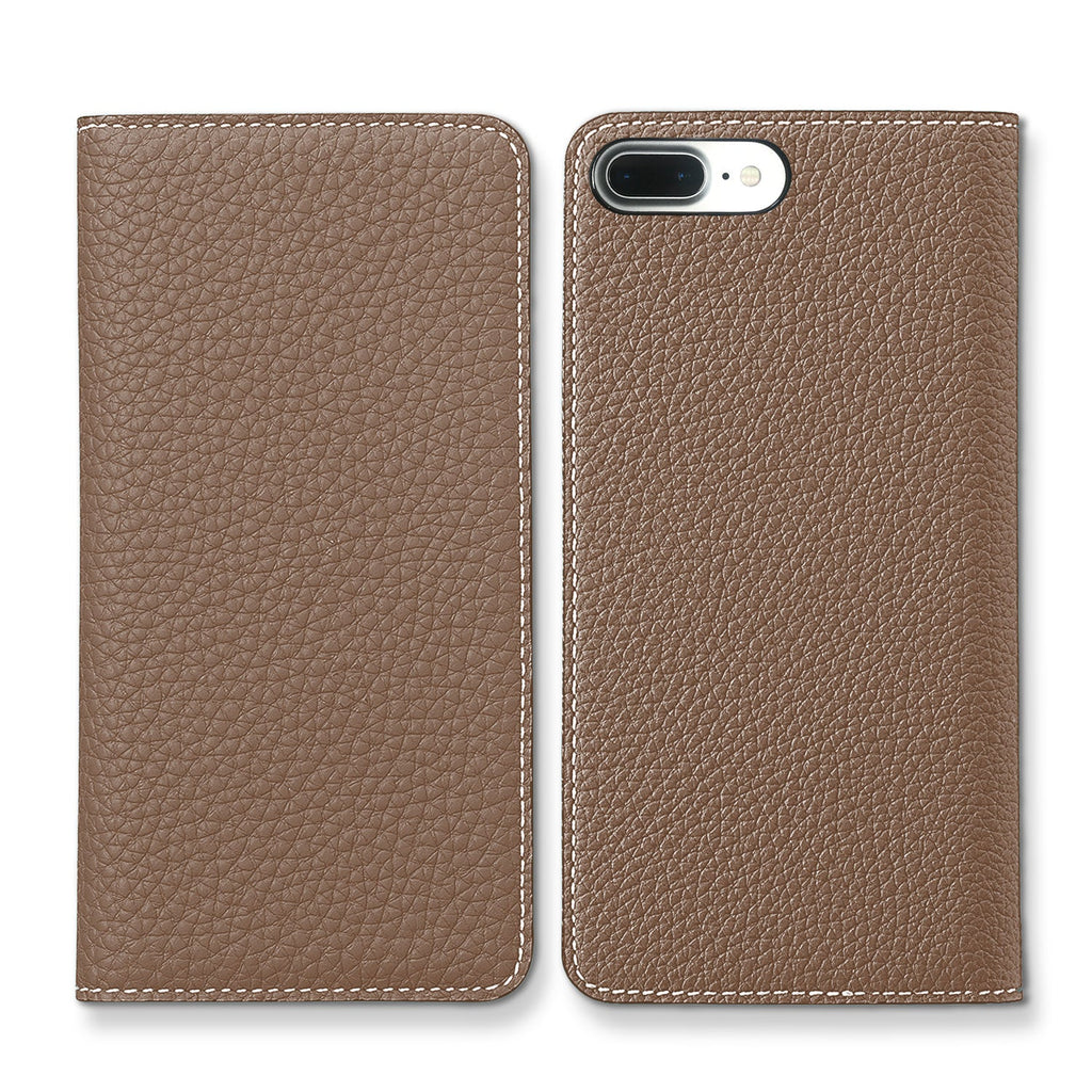 iPhone 8 Plus / 7 Plus / 6s Plus / 6 Plus Diary Case Shrink Leather (Etoupe × Sakura Pink)