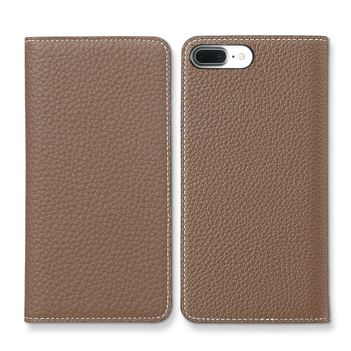 iPhone 8 Plus / 7 Plus / 6s Plus / 6 Plus Diary Case Shrink Leather (Etoupe × Sakura Pink)