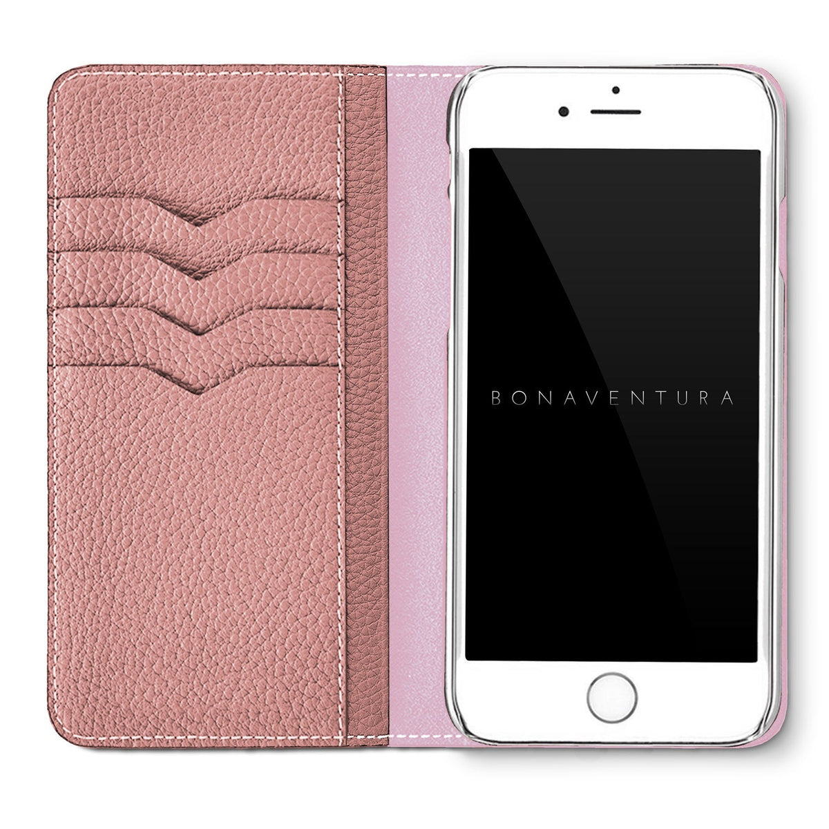 iPhone 8 Plus / 7 Plus / 6s Plus / 6 Plus Diary Case Shrink Leather (Etoupe × Sakura Pink)