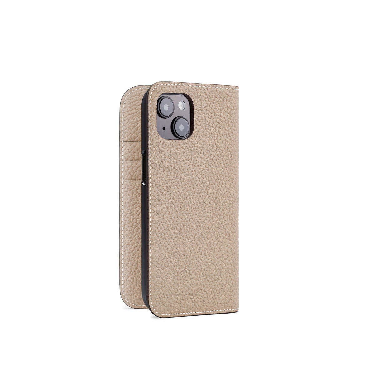 iPhone 15 Diary Case Shrink Leather (Greige)