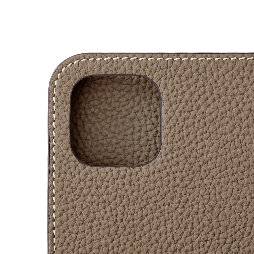 iPhone 15 Plus Diary Case Shrink Leather (Etoupe)