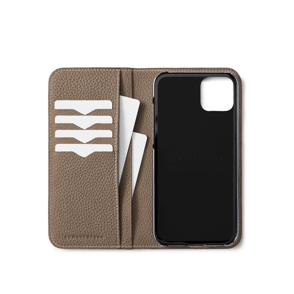 iPhone 15 Plus Diary Case Shrink Leather (Etoupe)