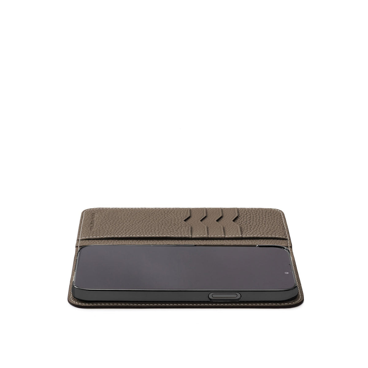 iPhone 15 Plus Diary Case Shrink Leather (Etoupe)