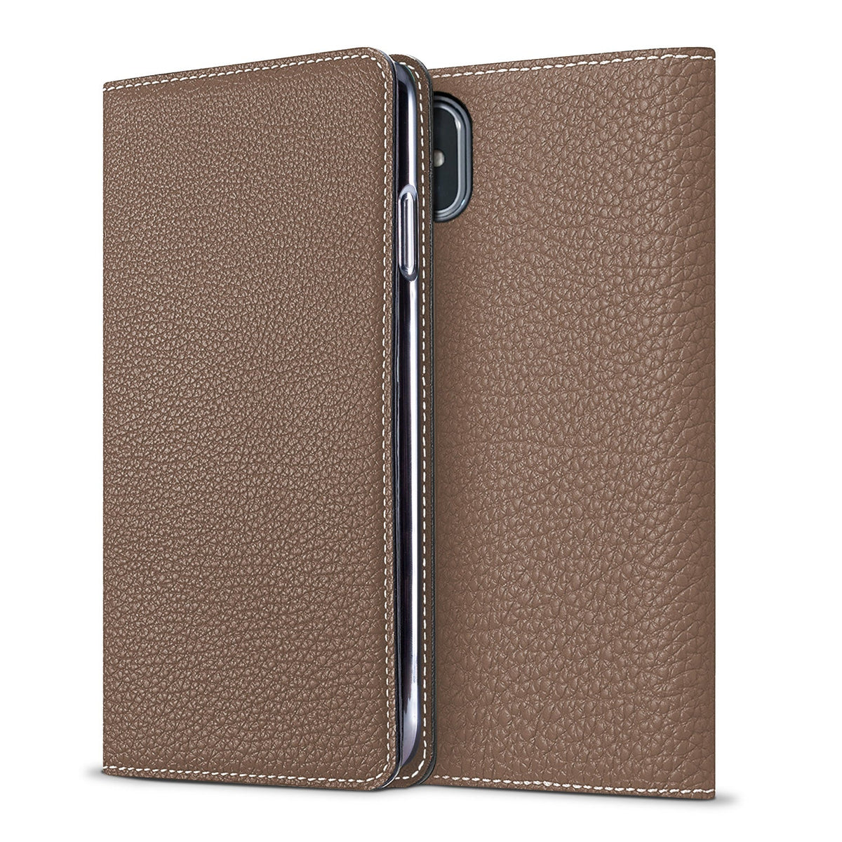 iPhone X / Xs Diary Case Shrink Leather (Etoupe)