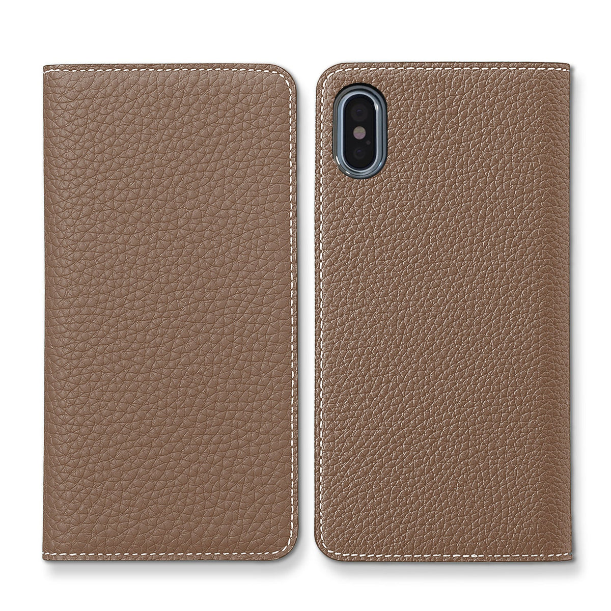 iPhone X / Xs Diary Case Shrink Leather (Etoupe)