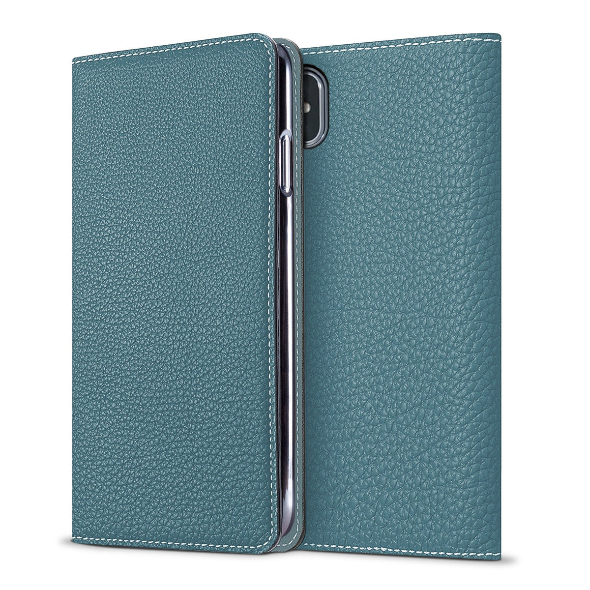 iPhone Xs Max Diary Case Shrink Leather (Blue Cyan)