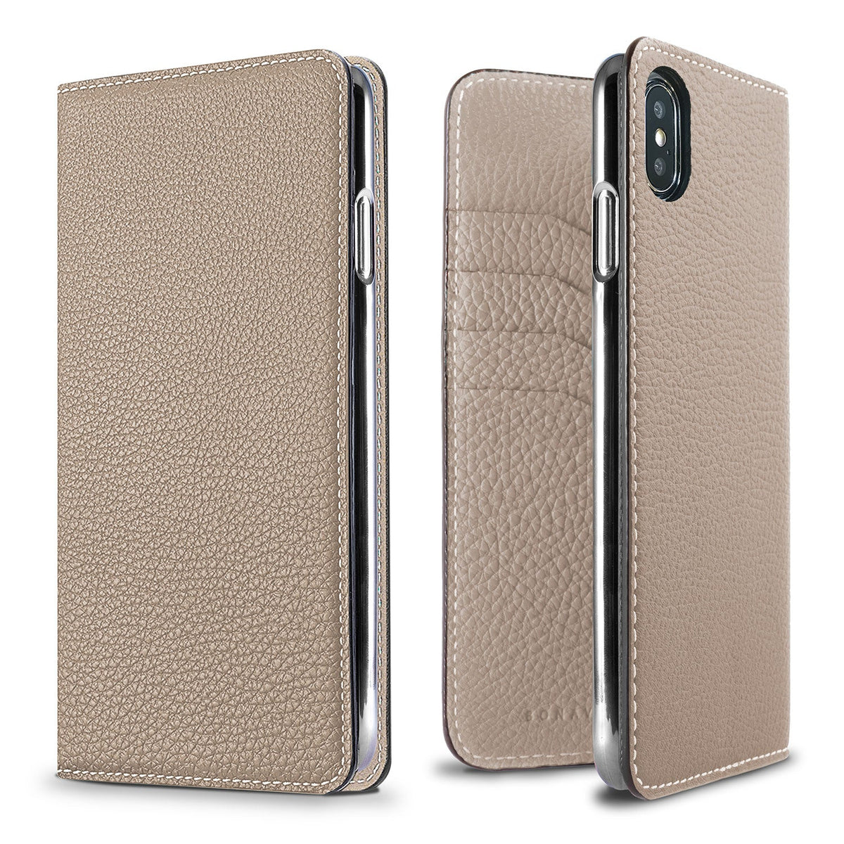 iPhone Xs Max Diary Case Shrink Leather (Greige)