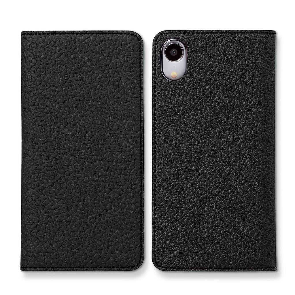 iPhone XR Diary Case Shrink Leather (Black × Red)