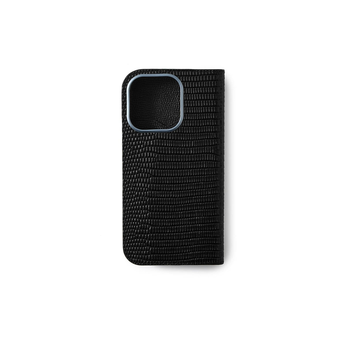 iPhone 16 Pro Diary Case Shrink Leather × Embossed Lizard Leather (Black)