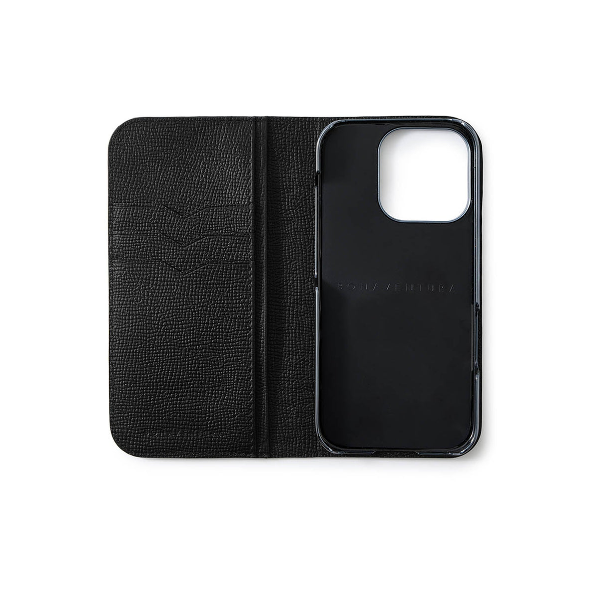 iPhone 16 Pro Diary Case Shrink Leather × Embossed Lizard Leather (Black)