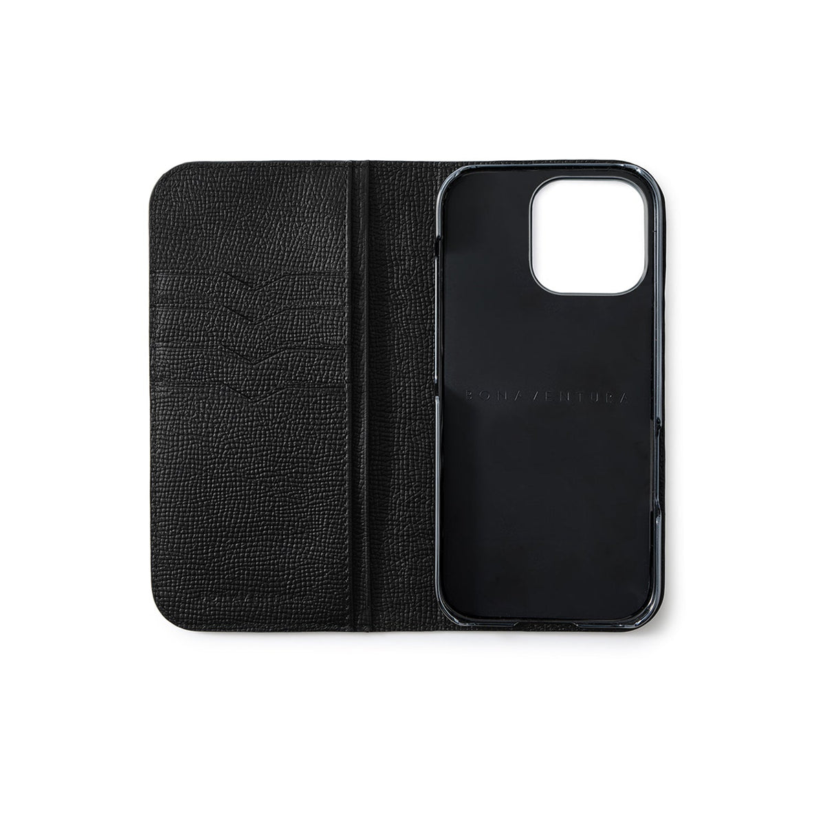 iPhone 16 Pro Max Diary Case Shrink Leather × Embossed Lizard Leather (Black)