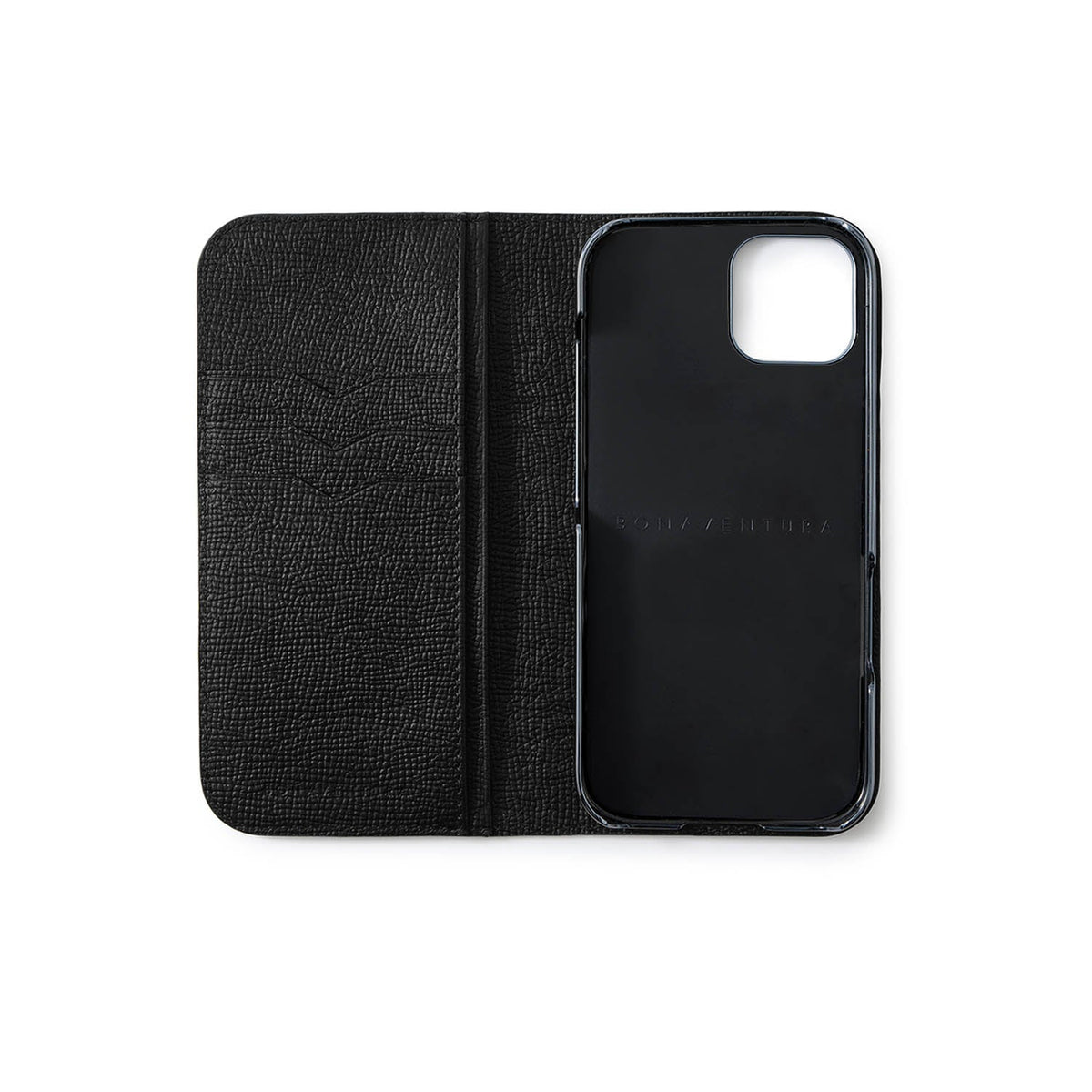 iPhone 17 Diary Case Shrink Leather × Embossed Lizard Leather (Black)