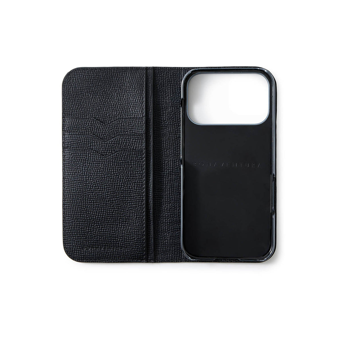 iPhone 17 Pro Diary Case Shrink Leather × Embossed Lizard Leather (Black)