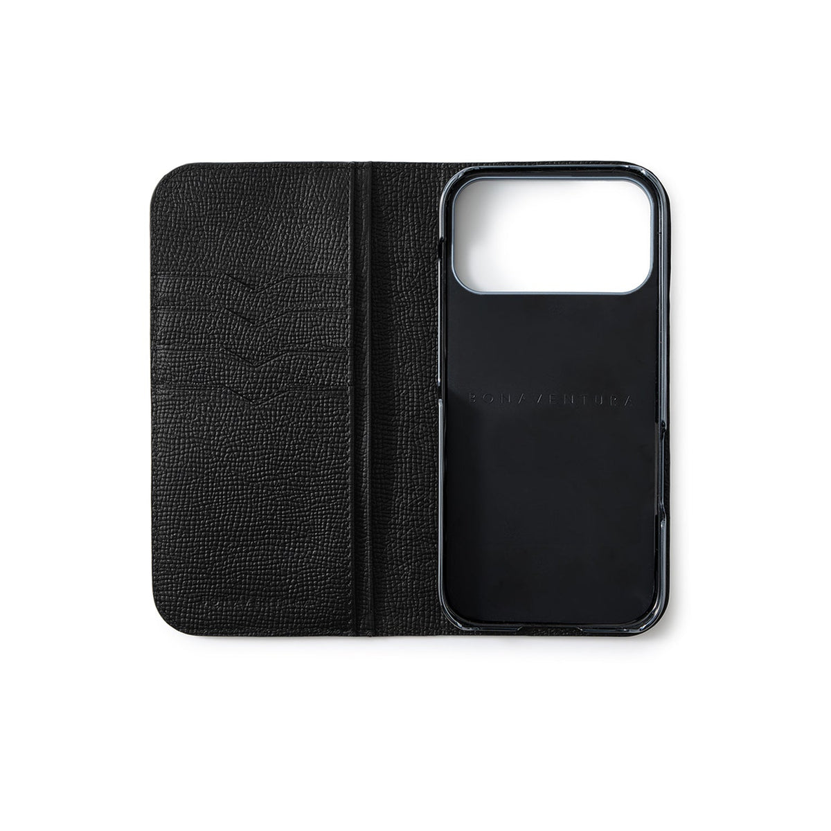 iPhone 17 Pro Max Diary Case Shrink Leather × Embossed Lizard Leather (Black)