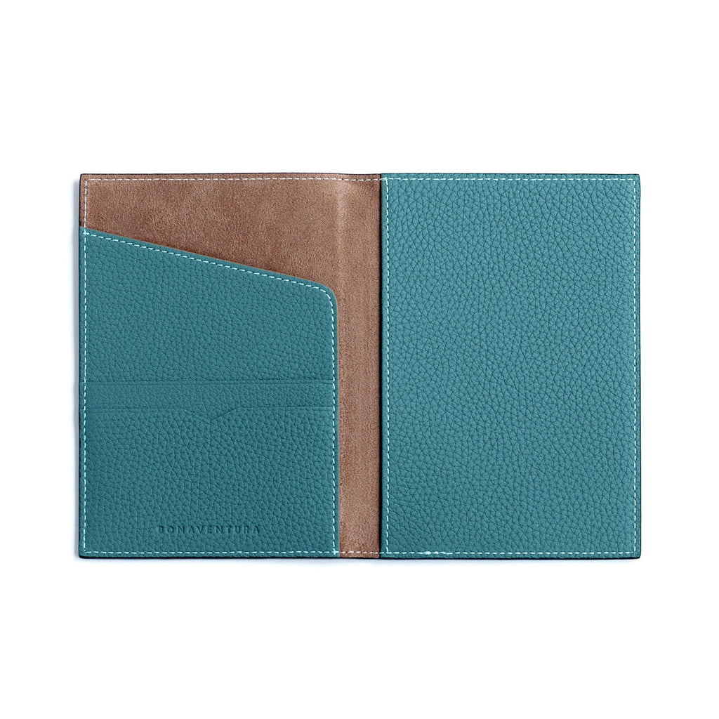 Passport Case Shrink Leather (Blue Cyan × Blue Lin)