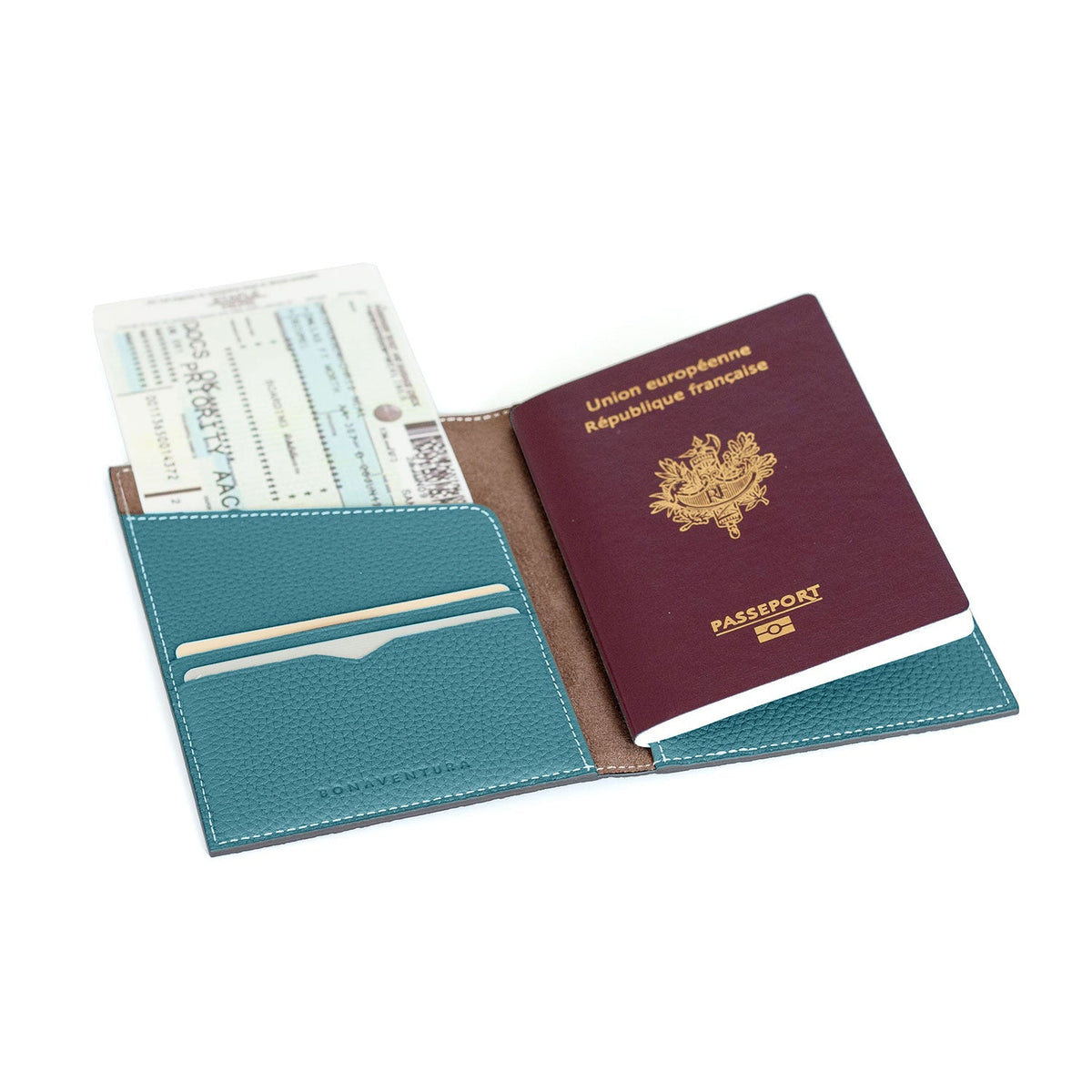 Passport Case Shrink Leather (Blue Cyan × Blue Lin)