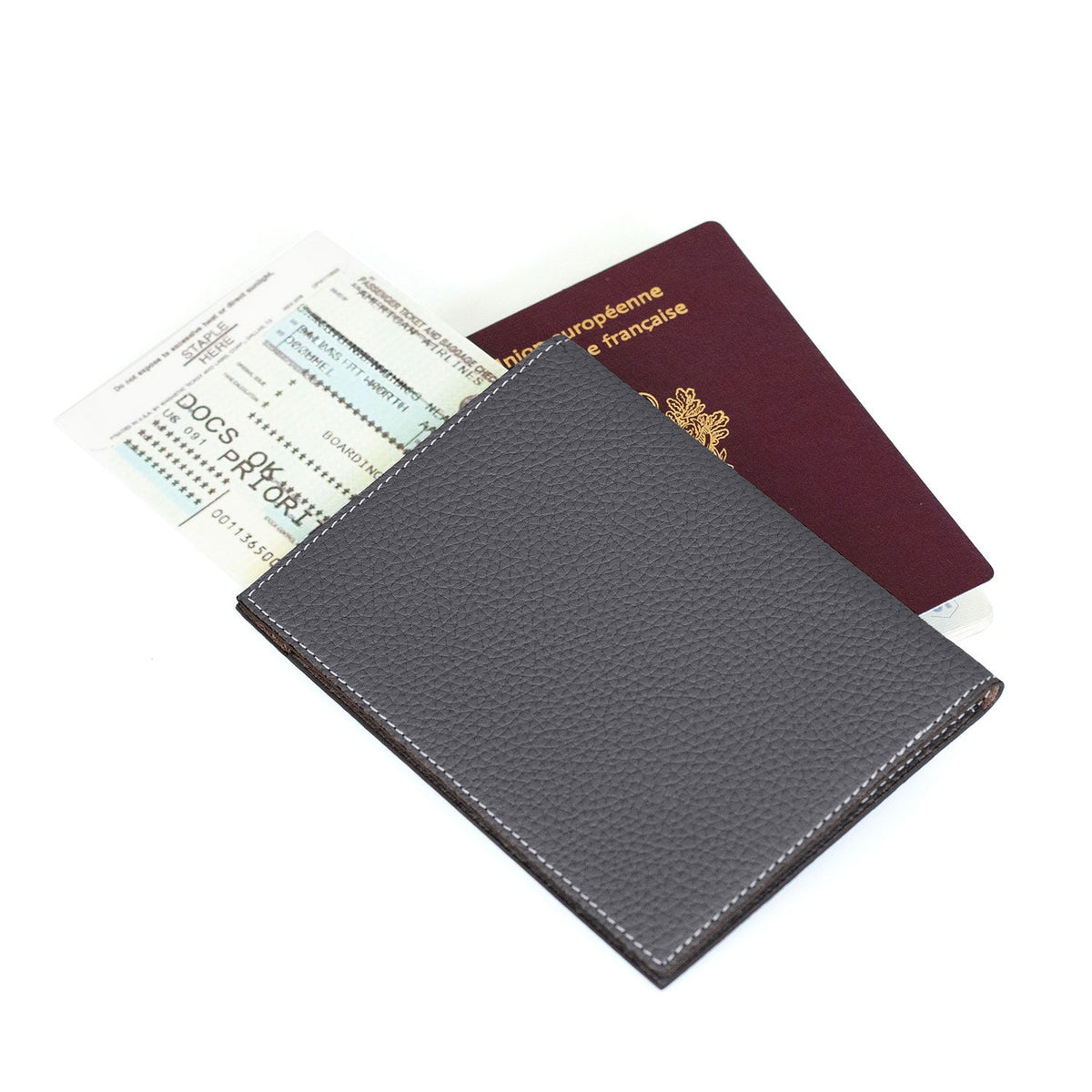 Passport Case Shrink Leather (Charcoal Gray)