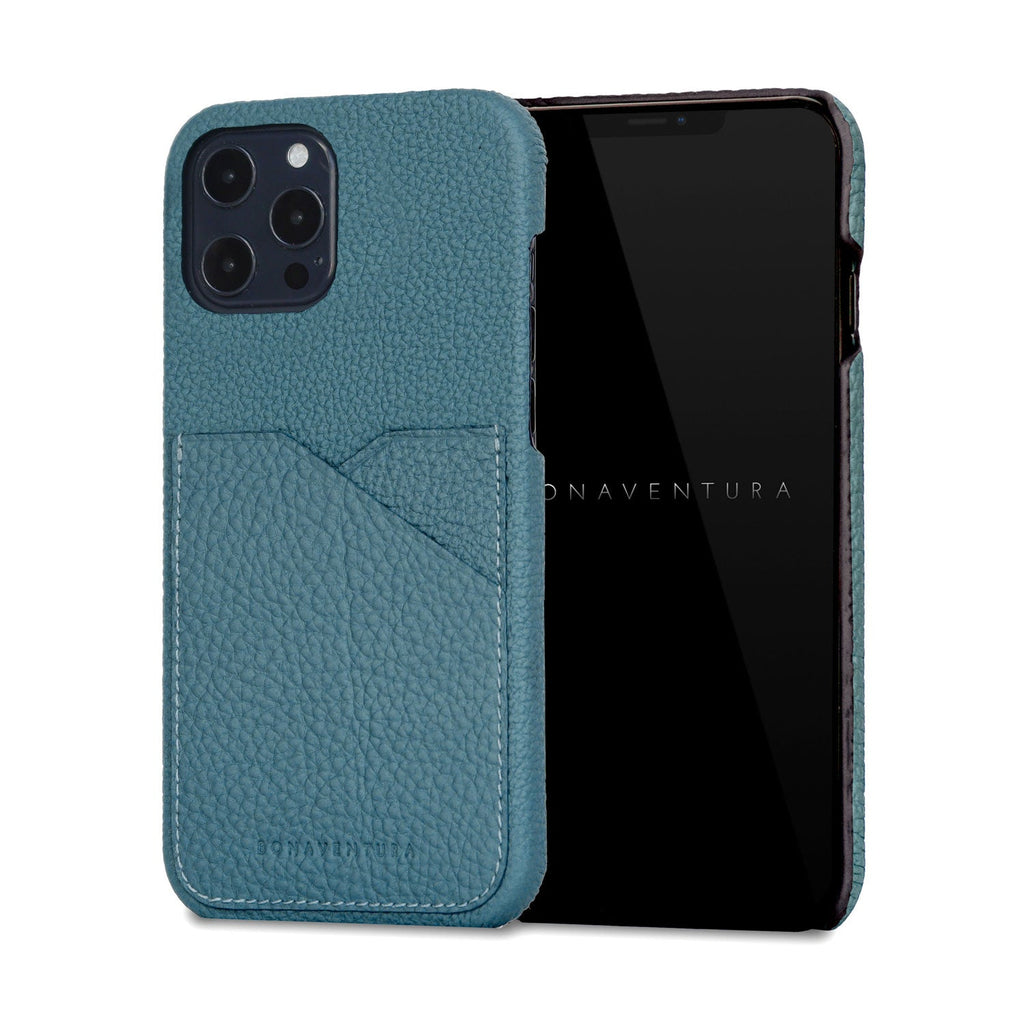 iPhone 12 / 12 Pro Back Cover Case Shrink Leather (Blue Cyan)