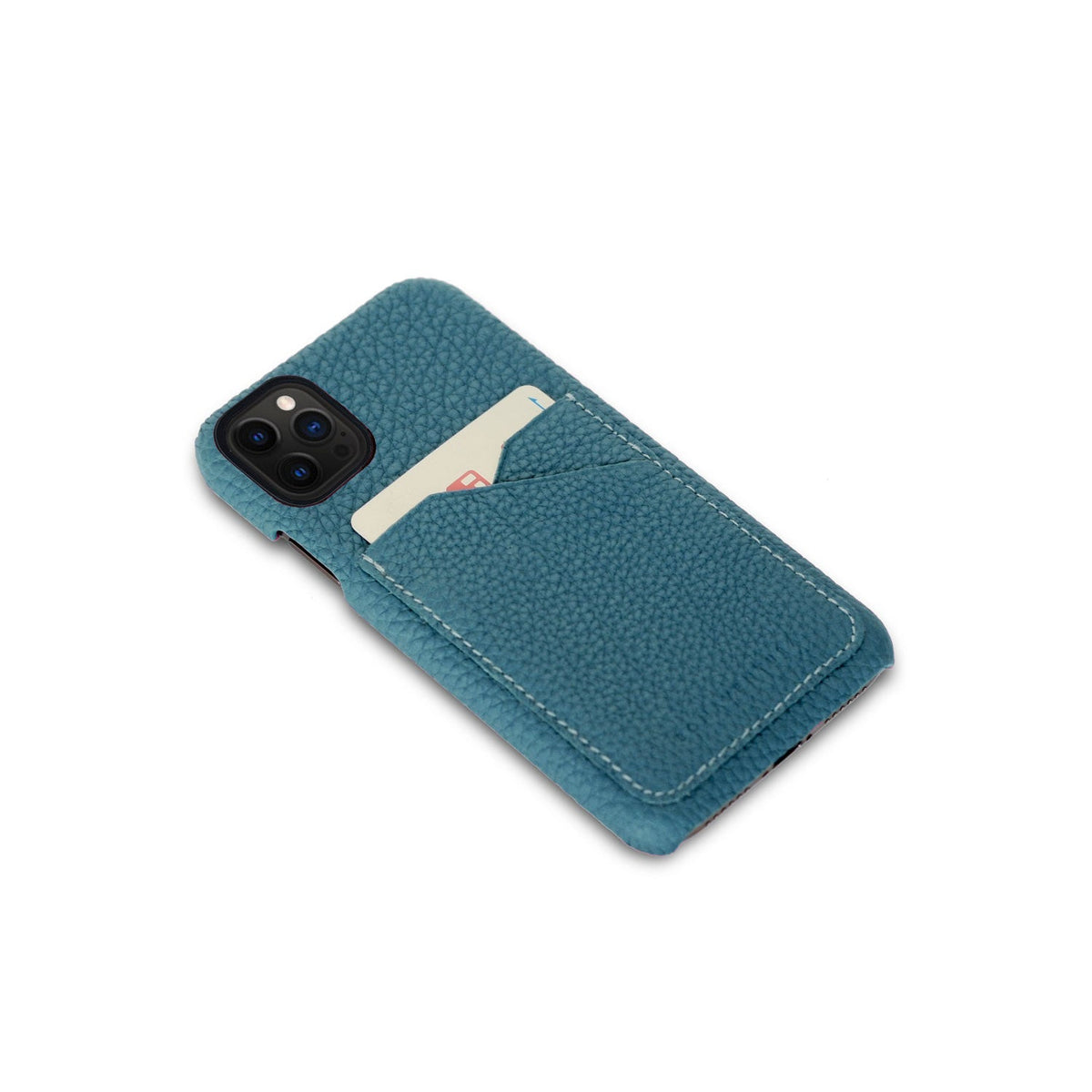 iPhone 12 / 12 Pro Back Cover Case Shrink Leather (Blue Cyan)