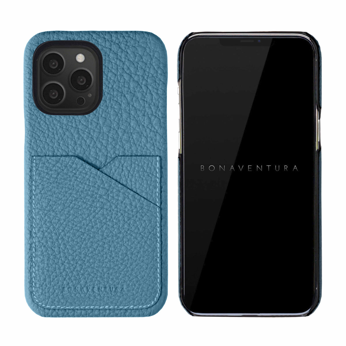 iPhone 13 Pro Back Cover Case Shrink Leather (Blue Cyan)
