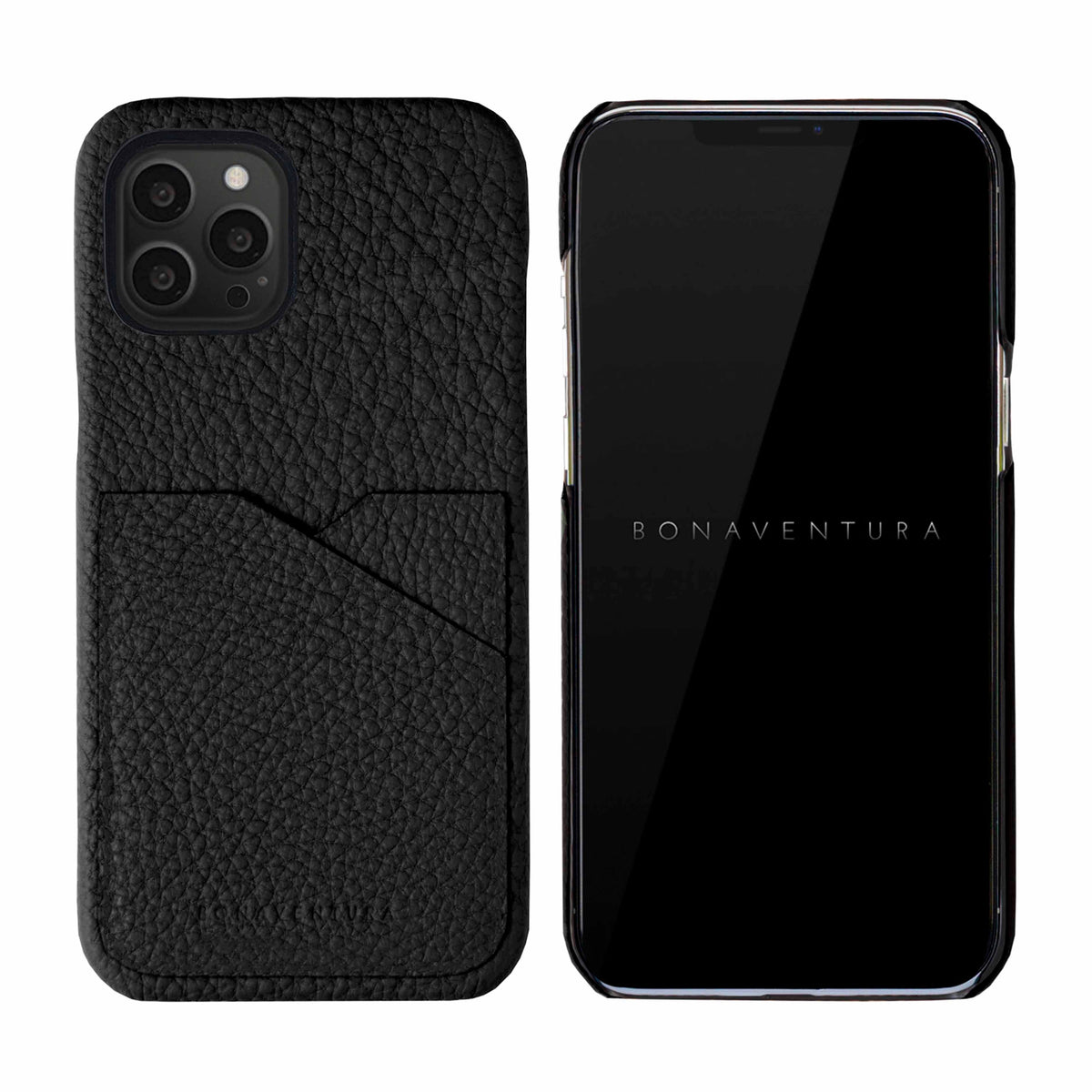 iPhone 13 Pro Max Back Cover Case Shrink Leather (Black)