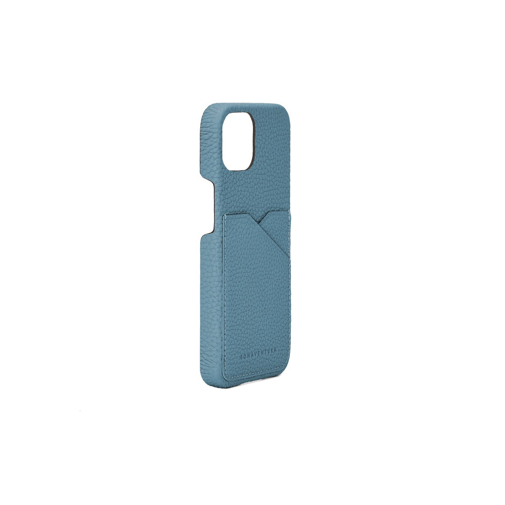 iPhone 14 Back Cover Case Shrink Leather (Blue Cyan)