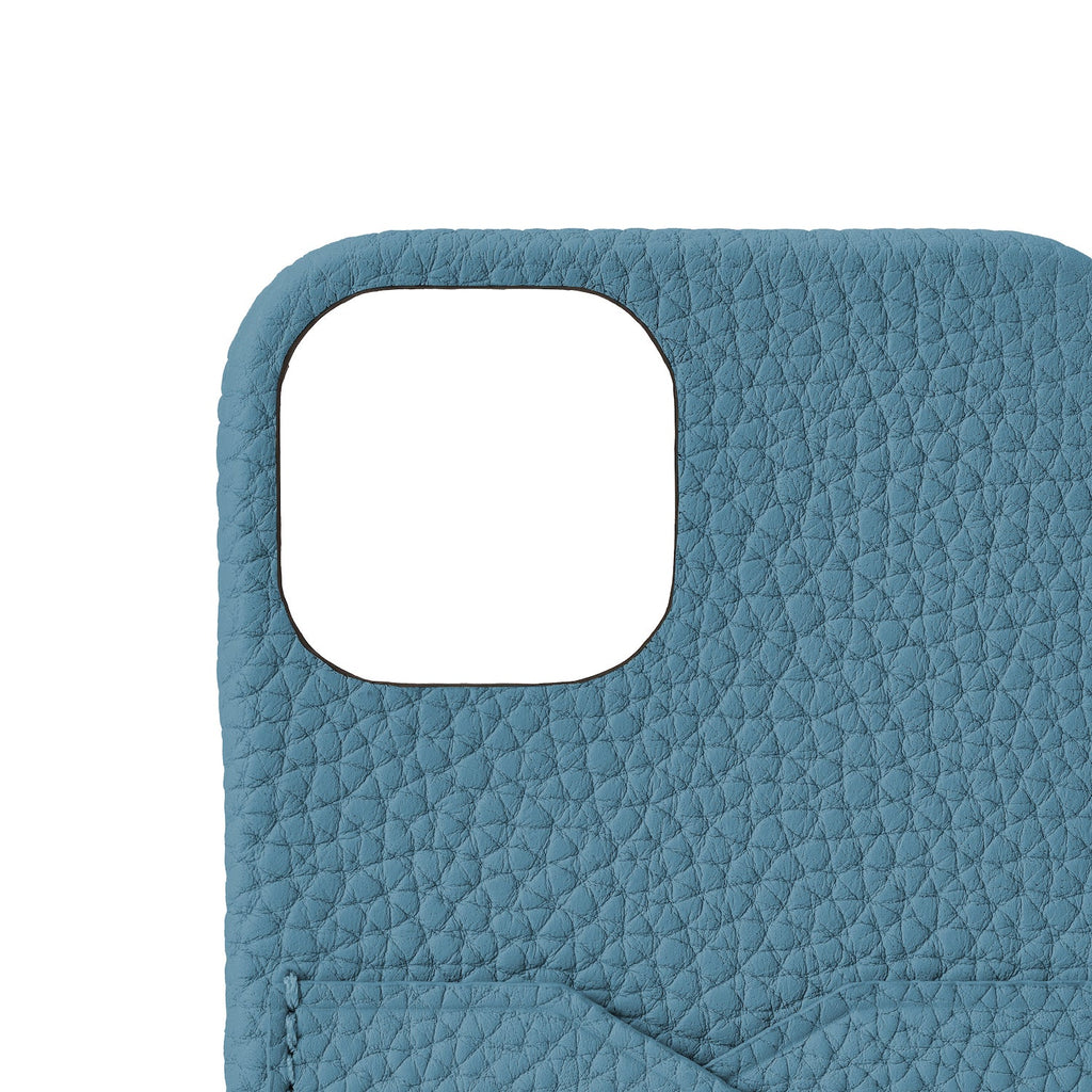 iPhone 14 Back Cover Case Shrink Leather (Blue Cyan)