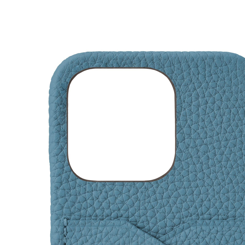 iPhone 14 Pro Back Cover Case Shrink Leather (Blue Cyan)