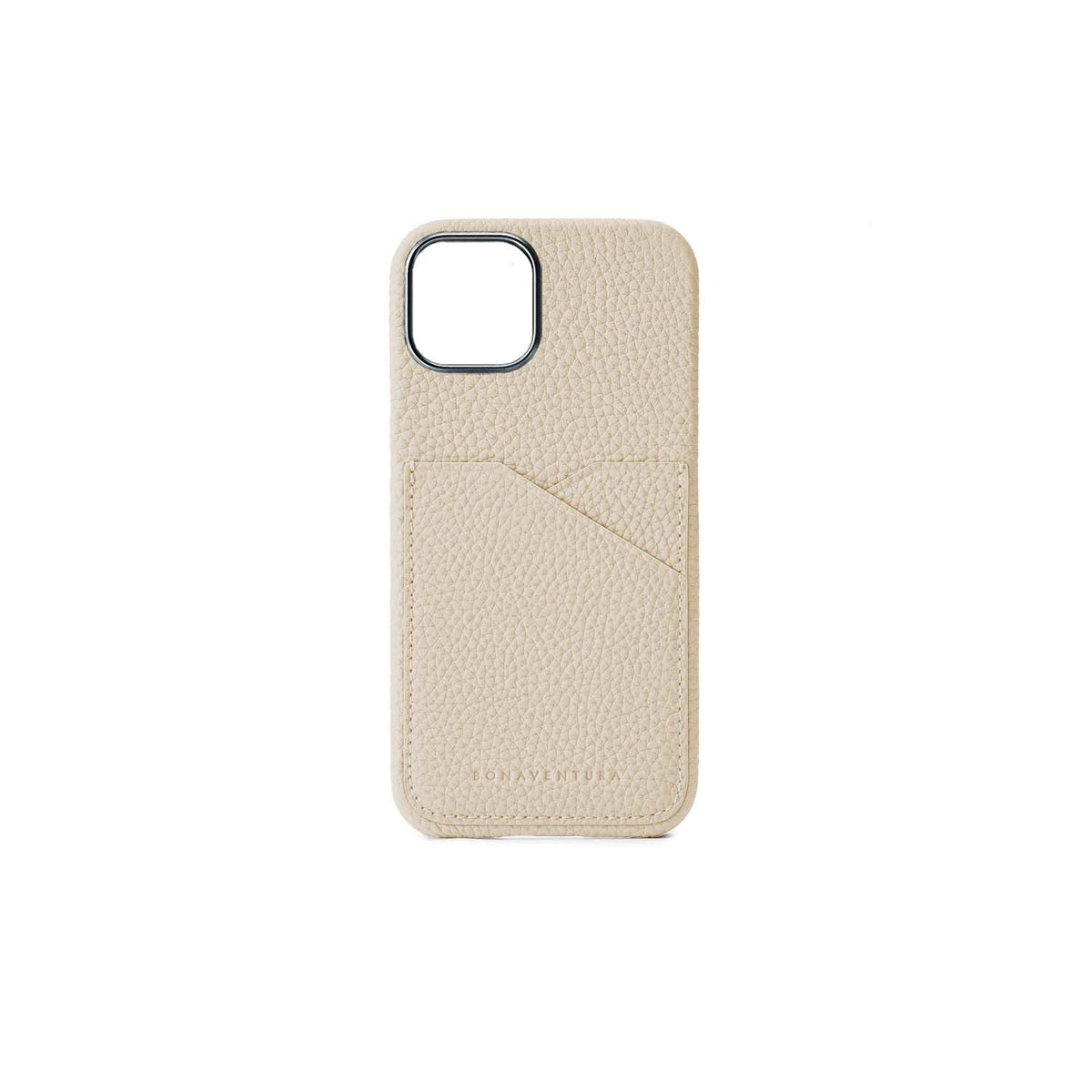 iPhone 15 Back Cover Case Shrink Leather (Ivory (Etoupe edge paint))