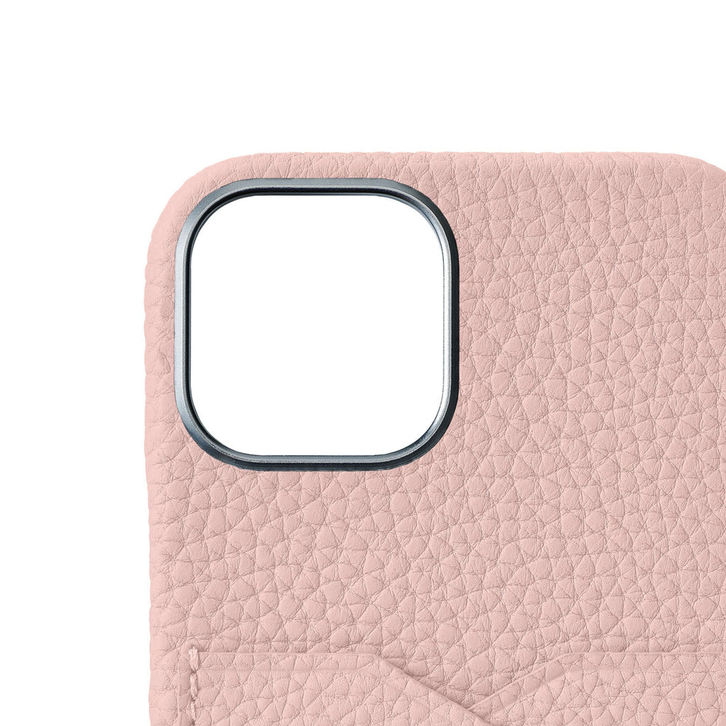 iPhone 15 Back Cover Case Shrink Leather (Sakura Pink (Etoupe edge paint))