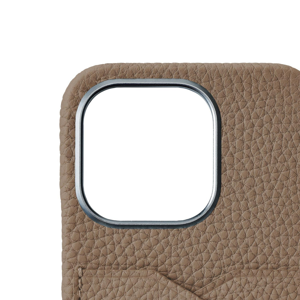 iPhone 15 Pro Back Cover Case Shrink Leather (Etoupe)