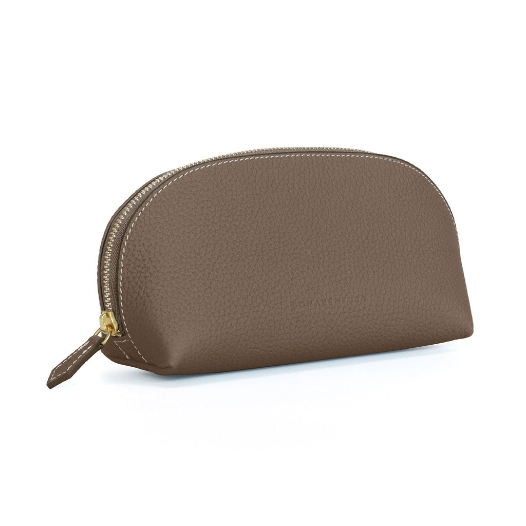 Cosmetic Pouch Shrink Leather (Etoupe - Small)