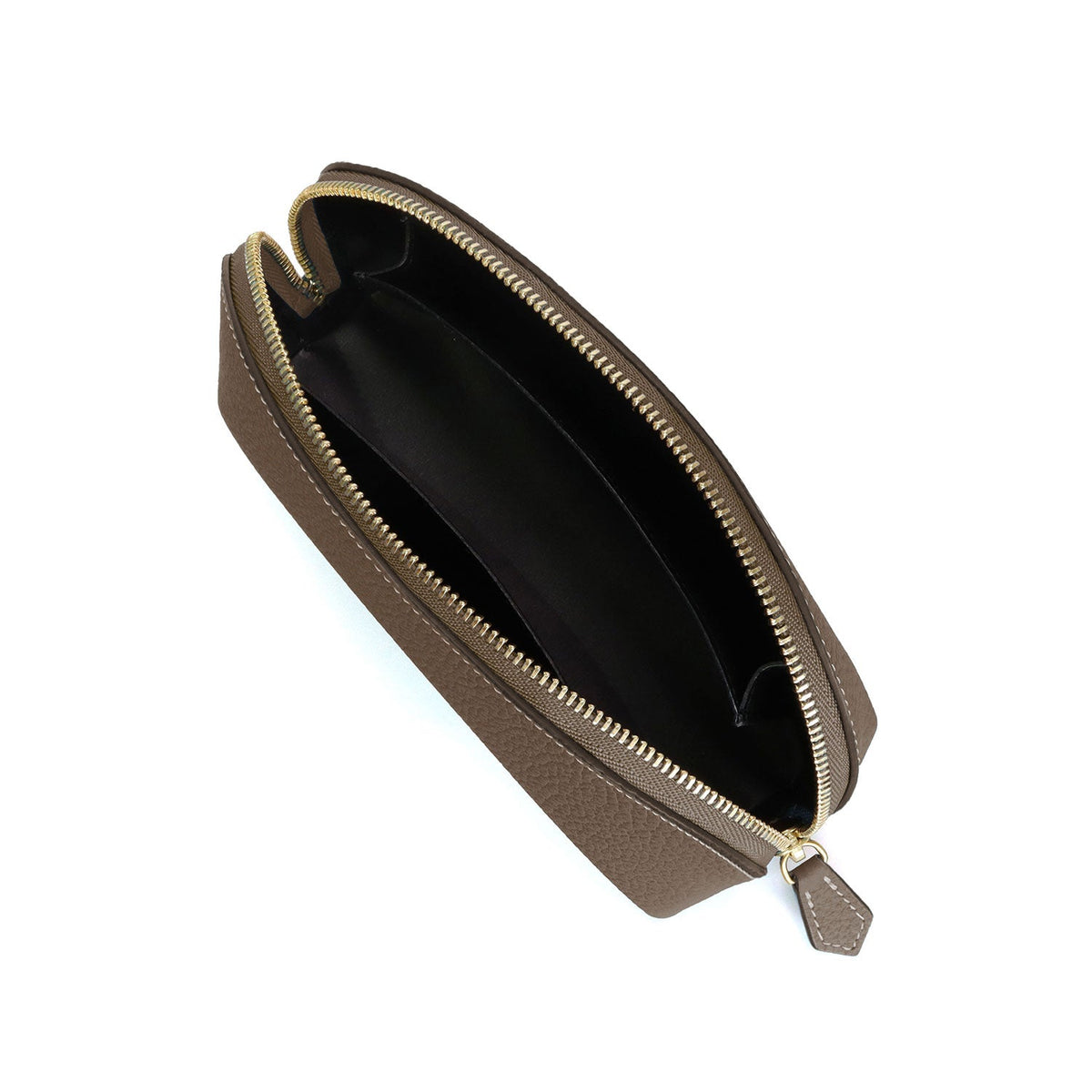 Cosmetic Pouch Shrink Leather (Etoupe - Small)