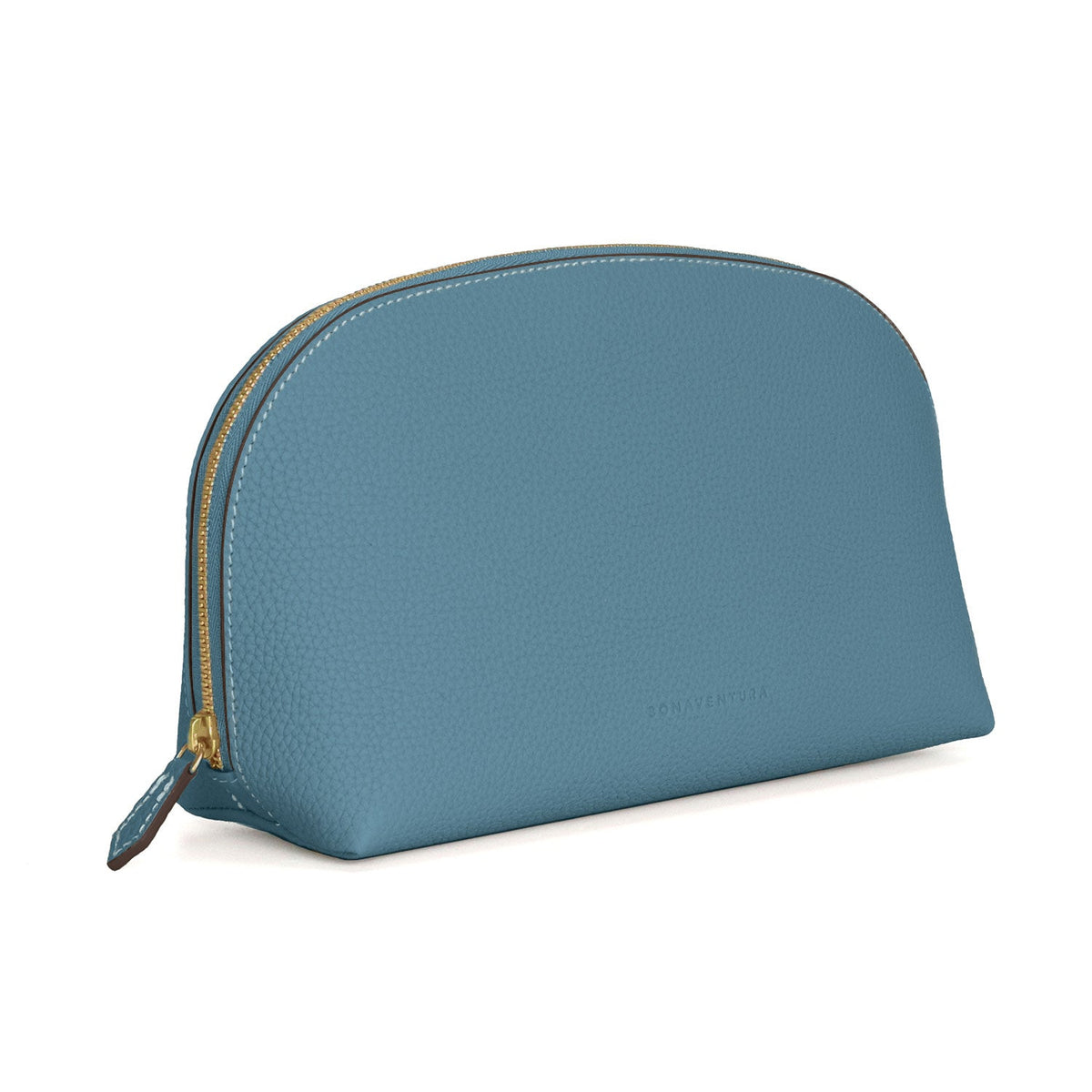 Cosmetic Pouch Shrink Leather (Blue Cyan - Large)