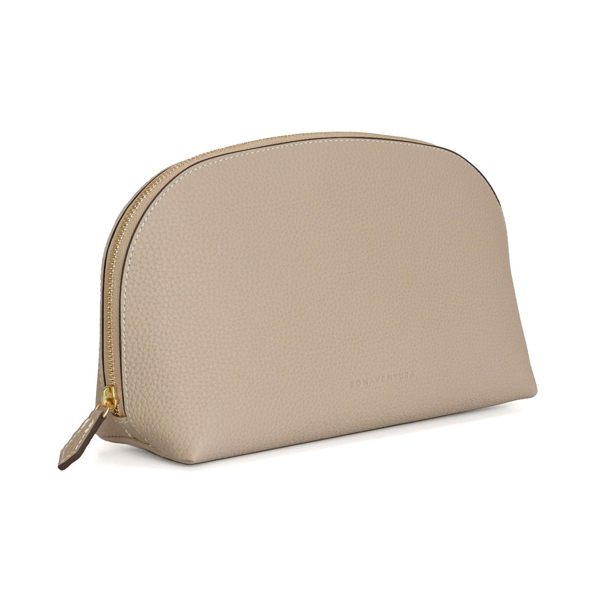 Cosmetic Pouch Shrink Leather (Greige - Large)