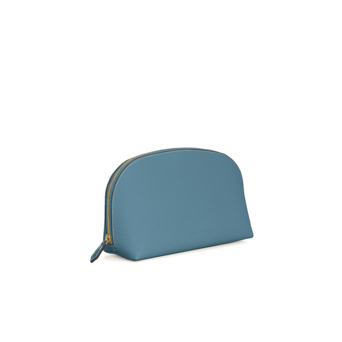 Cosmetic Pouch Shrink Leather (Blue Cyan - Large)