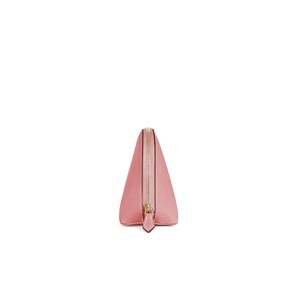 Cosmetic Pouch Shrink Leather (Coral Pink - Large)