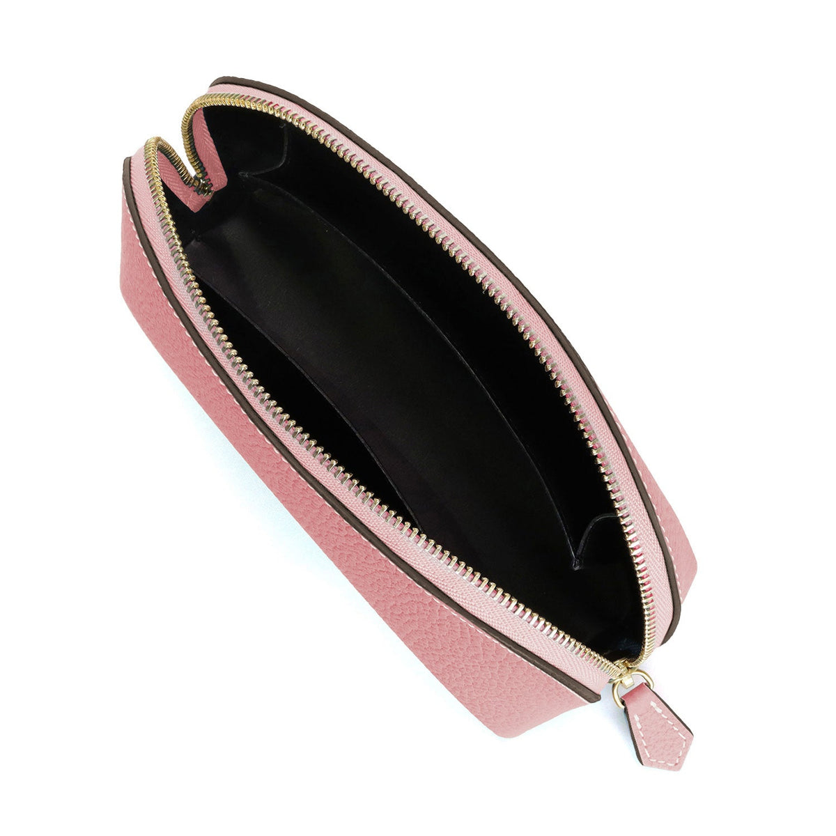 Cosmetic Pouch Shrink Leather (Coral Pink - Large)