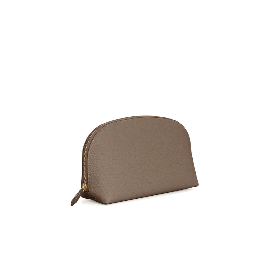 Cosmetic Pouch Shrink Leather (Etoupe - Large)