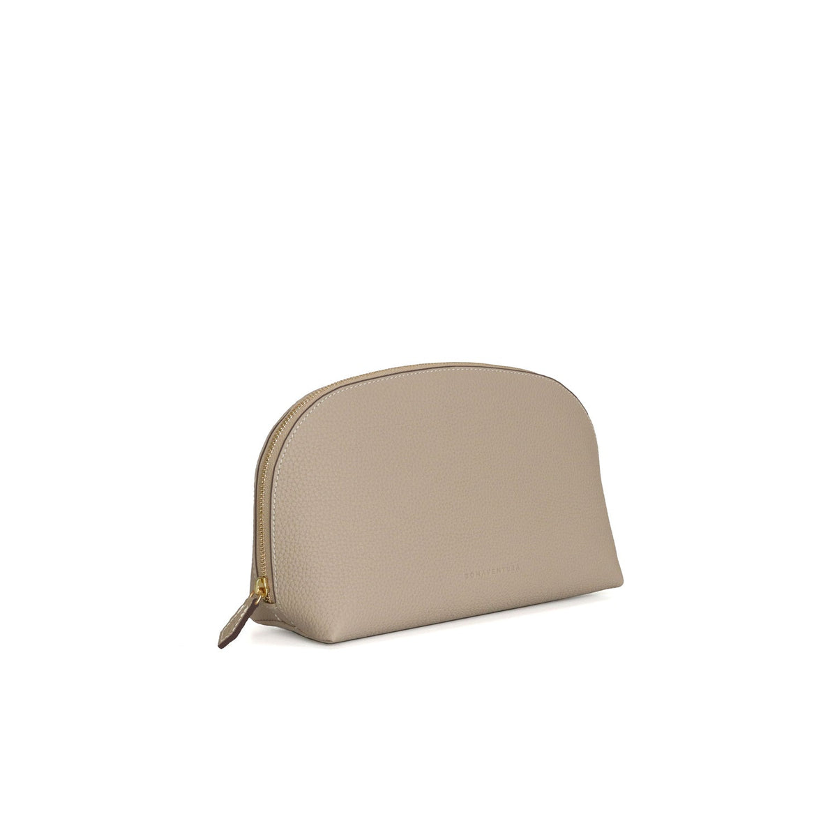 Cosmetic Pouch Shrink Leather (Greige - Large)
