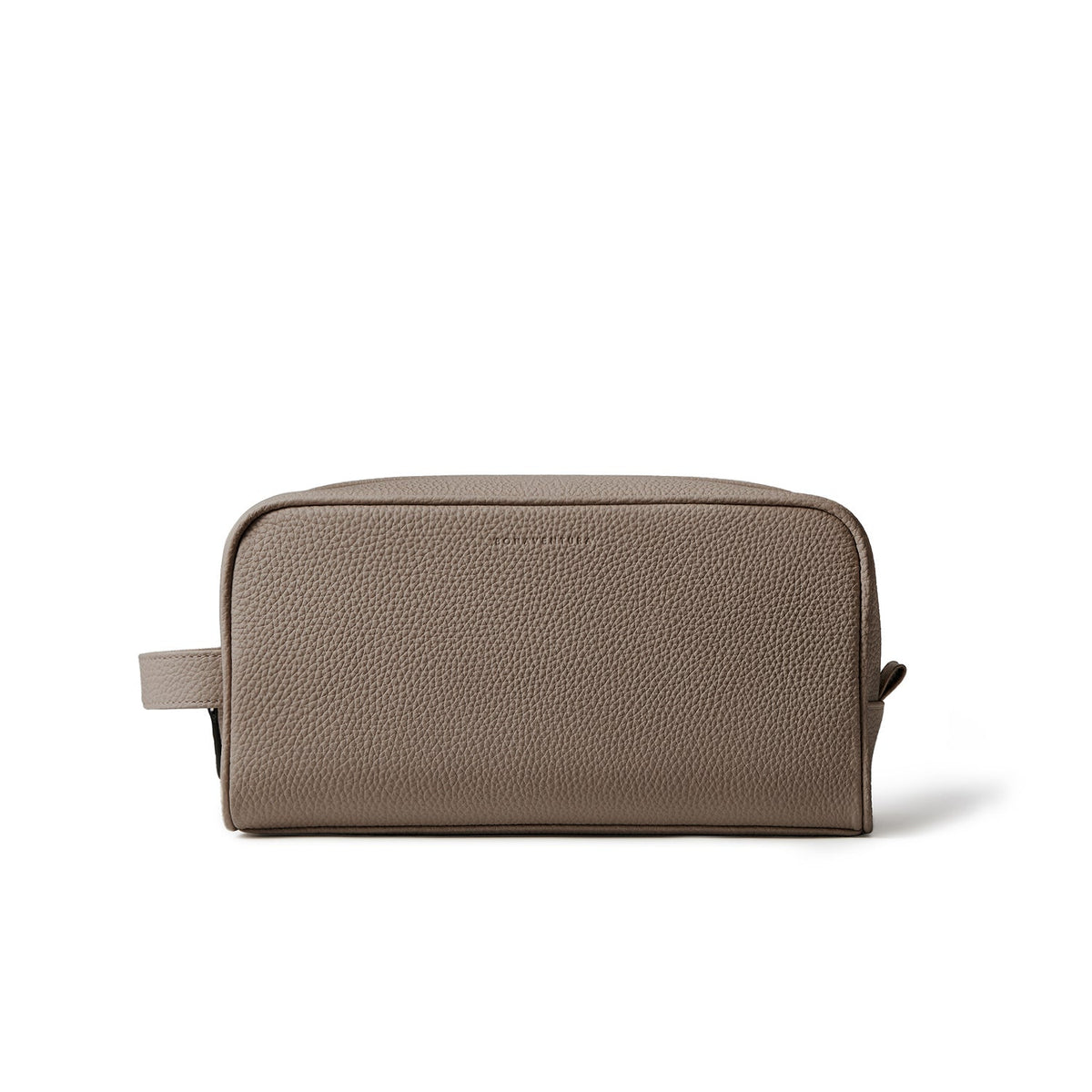 Square Travel Pouch Shrink Leather (Etoupe)