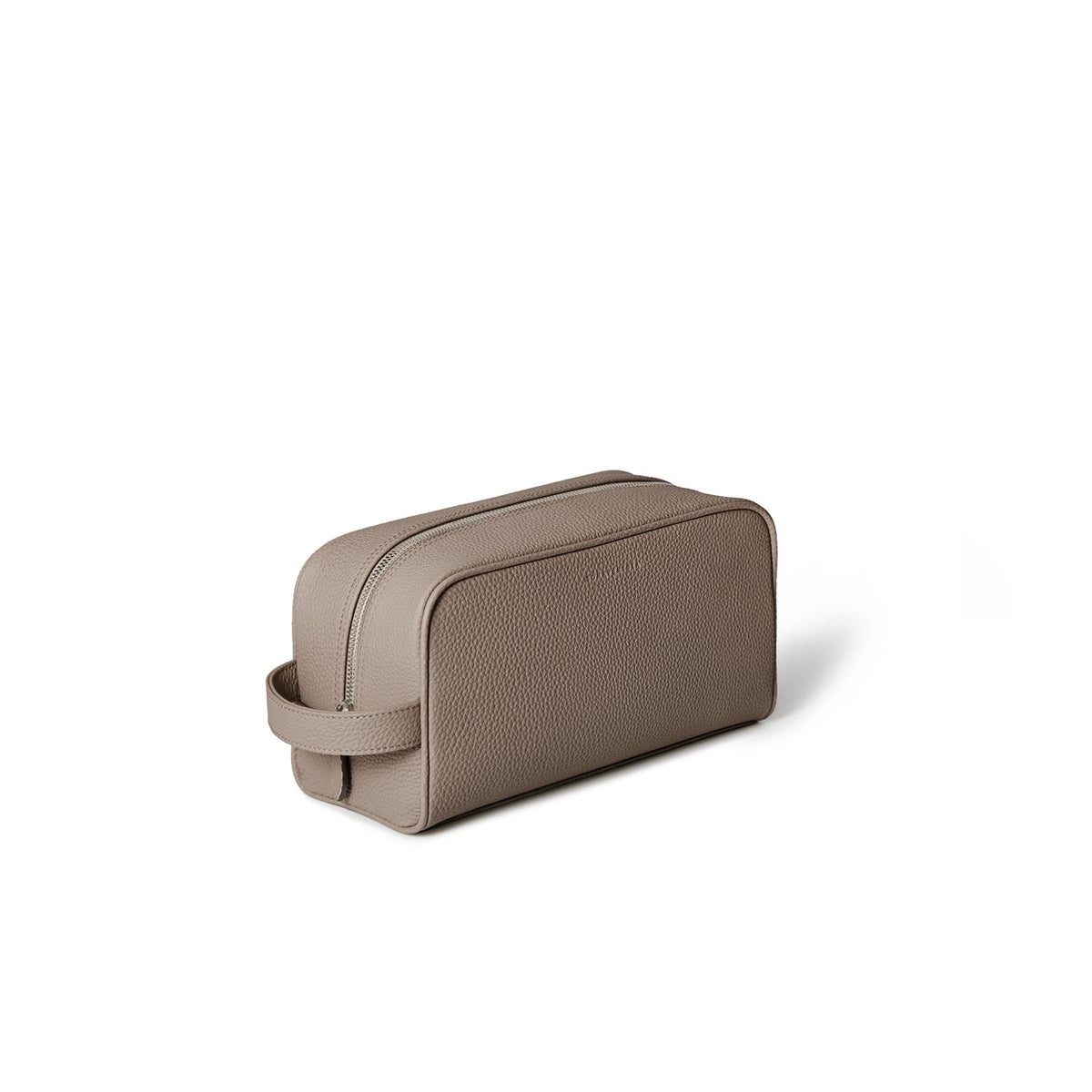 Square Travel Pouch Shrink Leather (Etoupe)