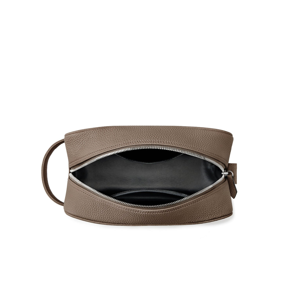 Square Travel Pouch Shrink Leather (Etoupe)