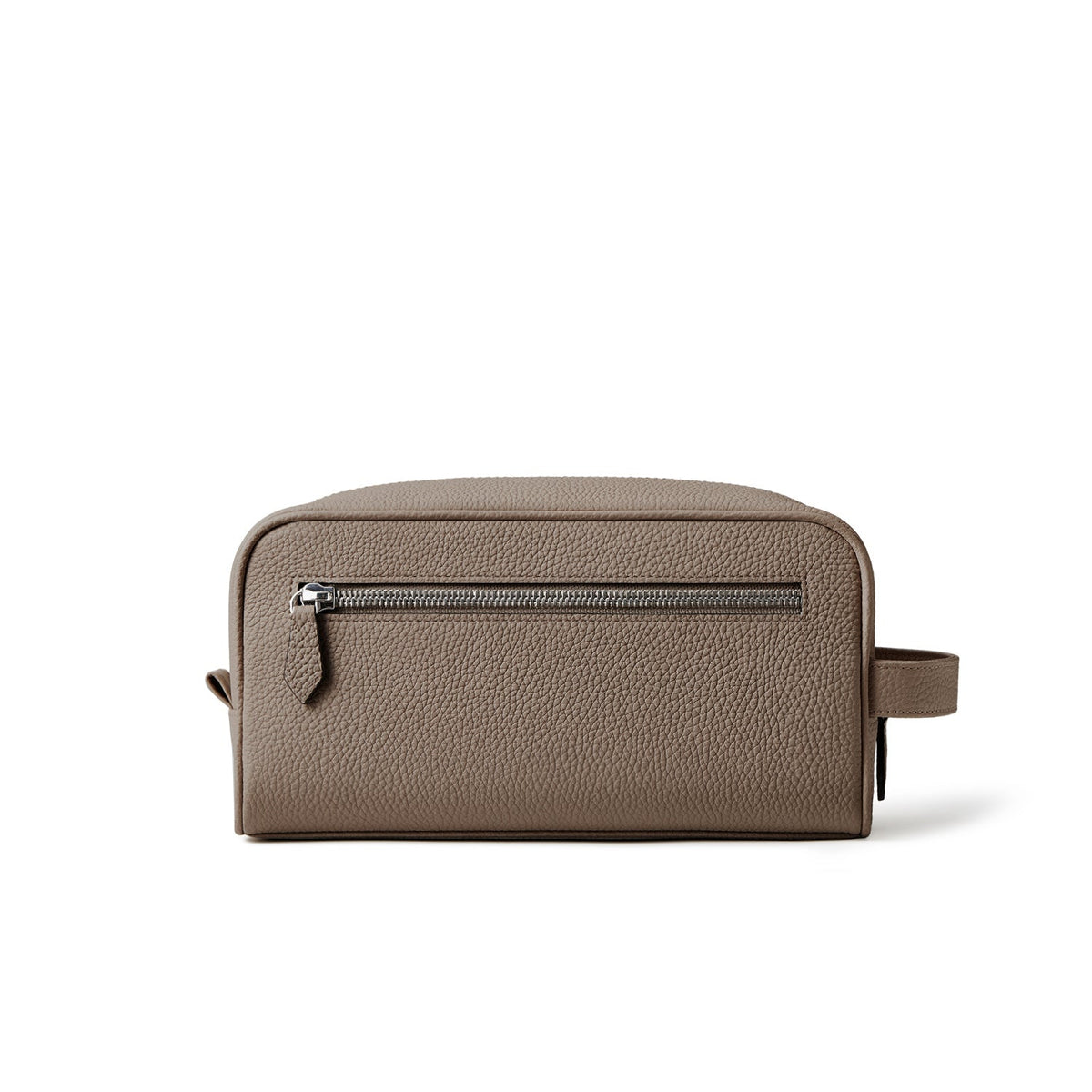 Square Travel Pouch Shrink Leather (Etoupe)